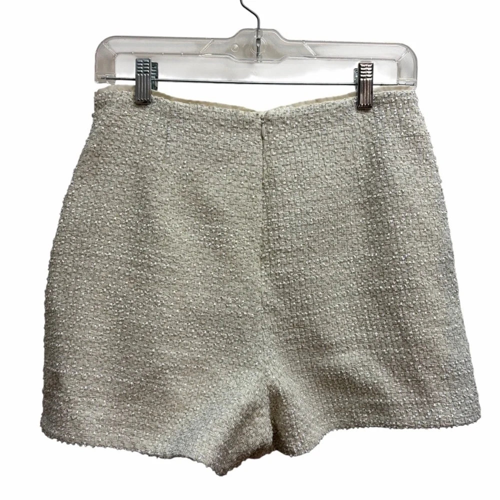 Love Bonito Cream Textured Tweed High Waist Bouclé Shorts